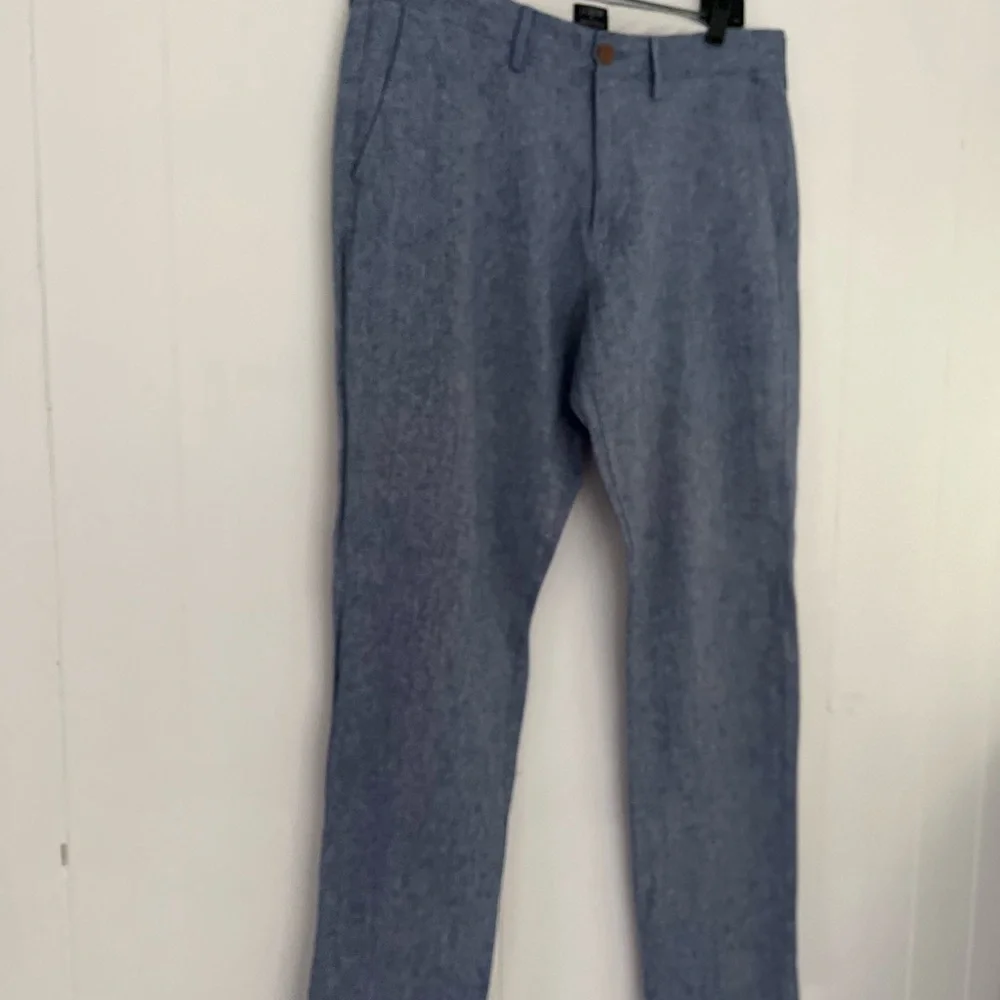 J. Crew The Sutton‎ Chambray Pants Mens 34x32 Linen Cotton Chino Straight Leg - Picture 11 of 14